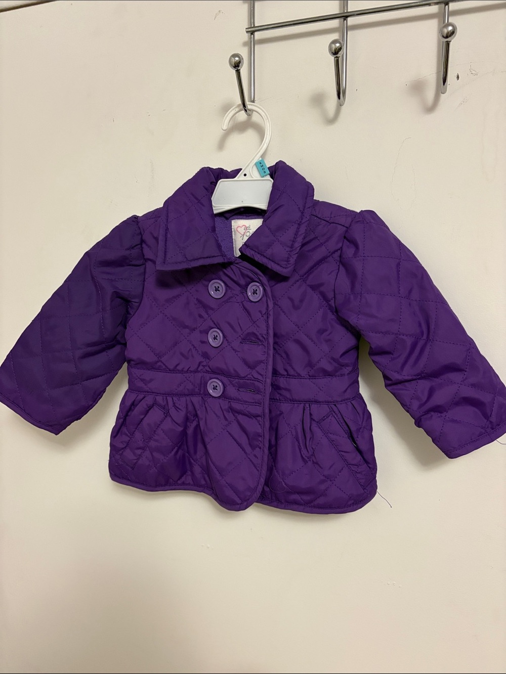 1989 Place Quilted Purple Double-Breasted Puffer Jacket